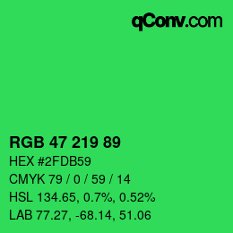 Color code: RGB 47 219 89 | qconv.com