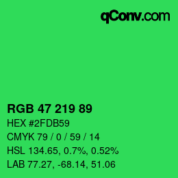 Color code: RGB 47 219 89 | qconv.com