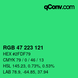 カラーコード: RGB 47 223 121 | qconv.com