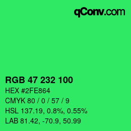 Color code: RGB 47 232 100 | qconv.com