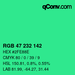 Color code: RGB 47 232 142 | qconv.com