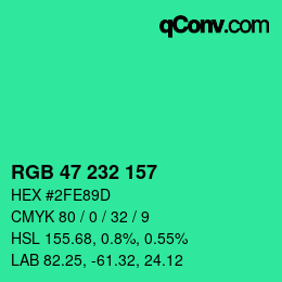 Color code: RGB 47 232 157 | qconv.com