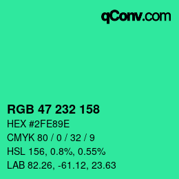 Color code: RGB 47 232 158 | qconv.com