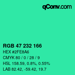 Color code: RGB 47 232 166 | qconv.com