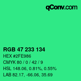 Color code: RGB 47 233 134 | qconv.com