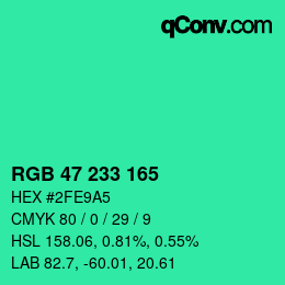Color code: RGB 47 233 165 | qconv.com