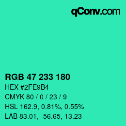 Color code: RGB 47 233 180 | qconv.com