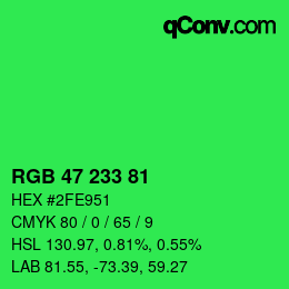 Color code: RGB 47 233 81 | qconv.com