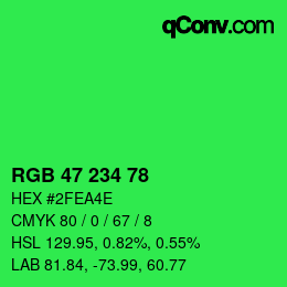 Código de color: RGB 47 234 78 | qconv.com