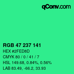 Color code: RGB 47 237 141 | qconv.com