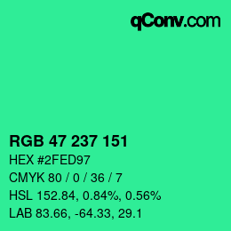Color code: RGB 47 237 151 | qconv.com