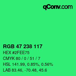 Color code: RGB 47 238 117 | qconv.com