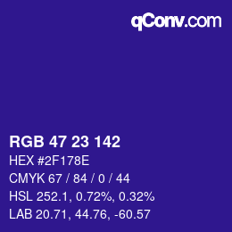 Color code: RGB 47 23 142 | qconv.com