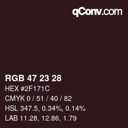 Color code: RGB 47 23 28 | qconv.com
