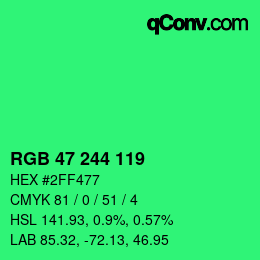 Color code: RGB 47 244 119 | qconv.com
