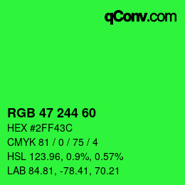 Color code: RGB 47 244 60 | qconv.com
