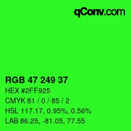 Color code: RGB 47 249 37 | qconv.com