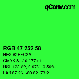 Farbcode: RGB 47 252 58 | qconv.com