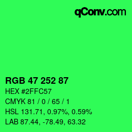 Color code: RGB 47 252 87 | qconv.com