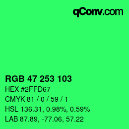 Color code: RGB 47 253 103 | qconv.com
