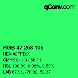 Color code: RGB 47 253 105 | qconv.com