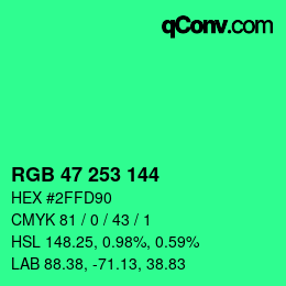 Color code: RGB 47 253 144 | qconv.com