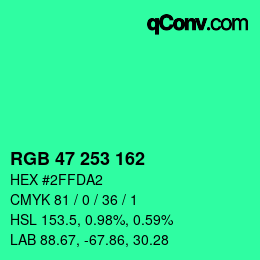 Color code: RGB 47 253 162 | qconv.com