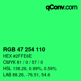 Código de color: RGB 47 254 110 | qconv.com