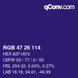 Color code: RGB 47 26 114 | qconv.com
