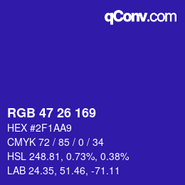 Color code: RGB 47 26 169 | qconv.com
