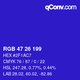 カラーコード: RGB 47 26 199 | qconv.com