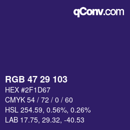 Code couleur: RGB 47 29 103 | qconv.com