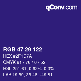 カラーコード: RGB 47 29 122 | qconv.com