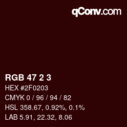 カラーコード: RGB 47 2 3 | qconv.com