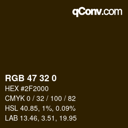 Color code: RGB 47 32 0 | qconv.com