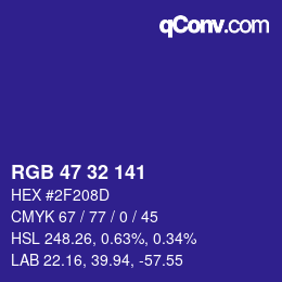 Color code: RGB 47 32 141 | qconv.com