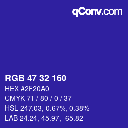Color code: RGB 47 32 160 | qconv.com