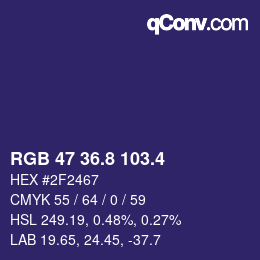 カラーコード: RGB 47 36.8 103.4 | qconv.com