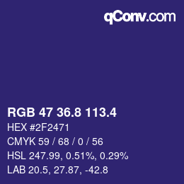 カラーコード: RGB 47 36.8 113.4 | qconv.com