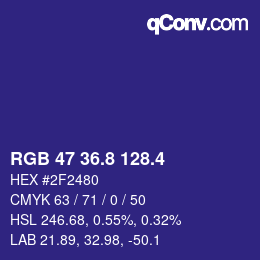 カラーコード: RGB 47 36.8 128.4 | qconv.com