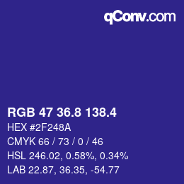 カラーコード: RGB 47 36.8 138.4 | qconv.com