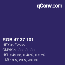 Color code: RGB 47 37 101 | qconv.com