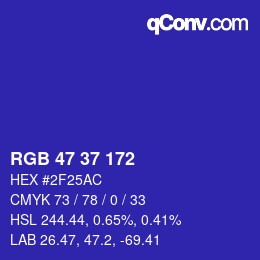 カラーコード: RGB 47 37 172 | qconv.com