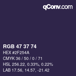 カラーコード: RGB 47 37 74 | qconv.com