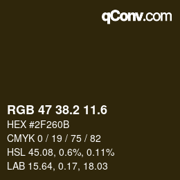 カラーコード: RGB 47 38.2 11.6 | qconv.com