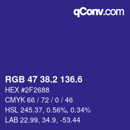 カラーコード: RGB 47 38.2 136.6 | qconv.com