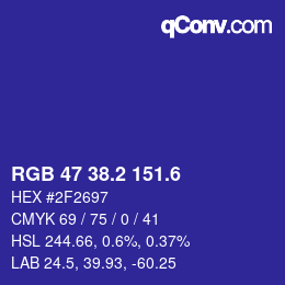 カラーコード: RGB 47 38.2 151.6 | qconv.com