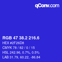 カラーコード: RGB 47 38.2 216.6 | qconv.com