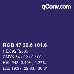 カラーコード: RGB 47 38.6 101.6 | qconv.com