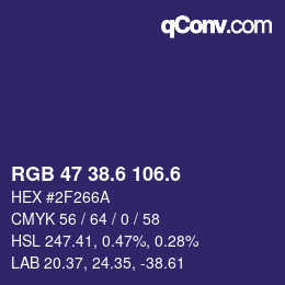 カラーコード: RGB 47 38.6 106.6 | qconv.com